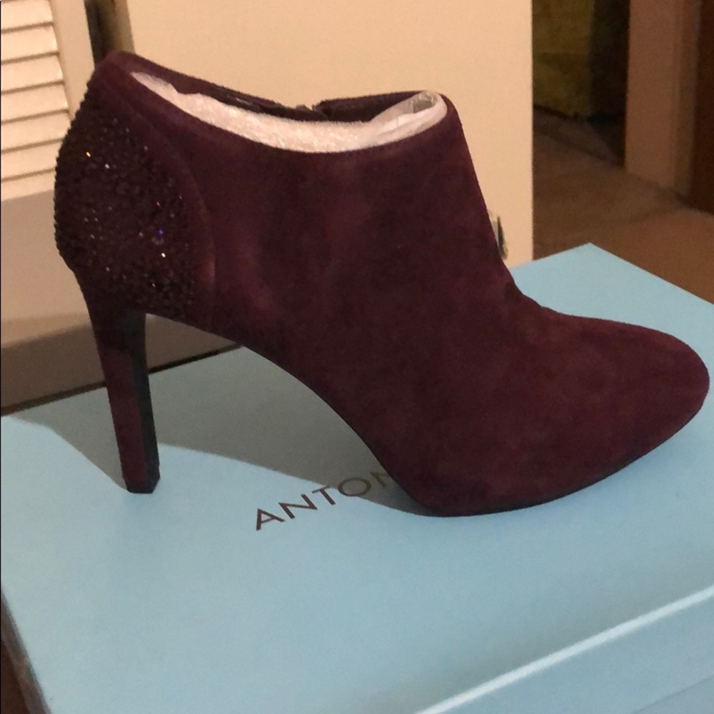 Purple Ankle Heel Boots